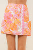 SCALLOP WAVE DETAIL PINK/ORANGE FLORAL SKIRT