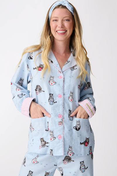 Coffee & Cat Naps Flannel PJ Set