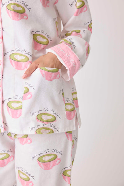 Love 'U' So Matcha Cozy Flannel PJ Set