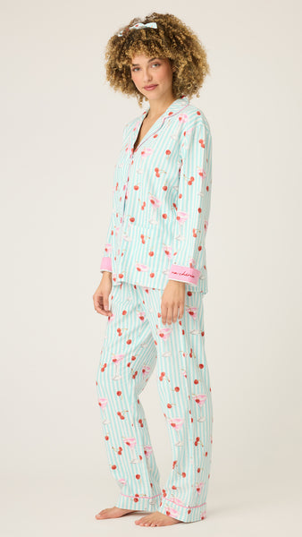 Ma Cherie Cherry Print Flannel PJ Set
