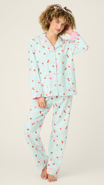 Ma Cherie Cherry Print Flannel PJ Set