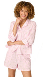 Afterparty Poplin Martini Print Long Sleeve & Shorts PJ Set