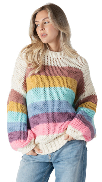 SHAINA MULTICOLOURED STRIPED CREWNECK