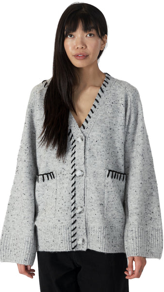 SHYLA LONG CARDIGAN W/ELBOW HEART PATCHES