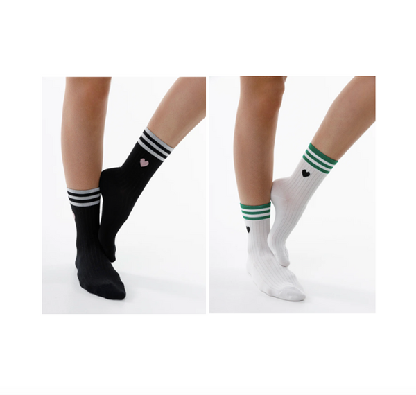 HEART STRIPE TENNIS SOCKS - 2 Pack