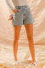 HI RISE DENIM SHORTS WITH SCALLOP HEM