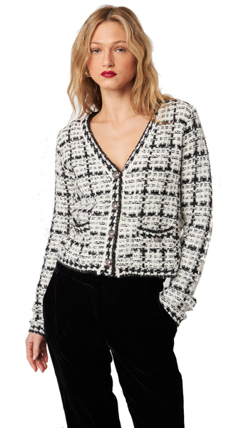 LONNIE VANILLA TWEED CARDIGAN