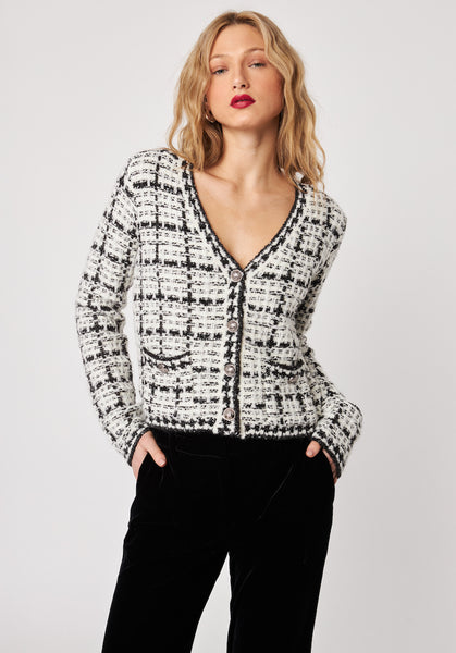 LONNIE VANILLA TWEED CARDIGAN
