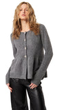 DAVIE CHELSEA GRAY PEPLUM CARDIGAN