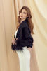 CROPPED BLAZER WITH FEATHER CUFFS *LAST ONE - SZ S*