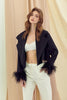 CROPPED BLAZER WITH FEATHER CUFFS *LAST ONE - SZ S*