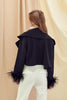 CROPPED BLAZER WITH FEATHER CUFFS *LAST ONE - SZ S*