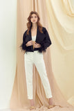 CROPPED BLAZER WITH FEATHER CUFFS *LAST ONE - SZ S*