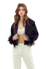 CROPPED BLAZER WITH FEATHER CUFFS *LAST ONE - SZ S*