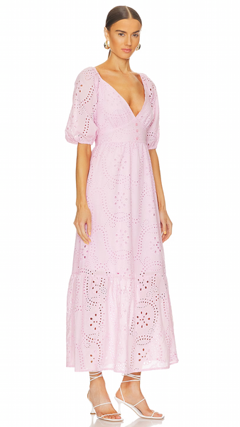 PINK MAXI EYELET DRESS