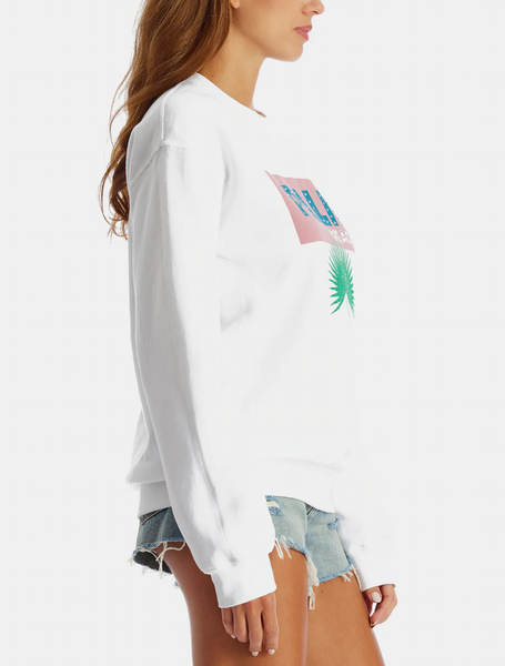 PALM BEACH VINTAGE STUDDED JET-SETTER SWEATSHIRT - WHITE